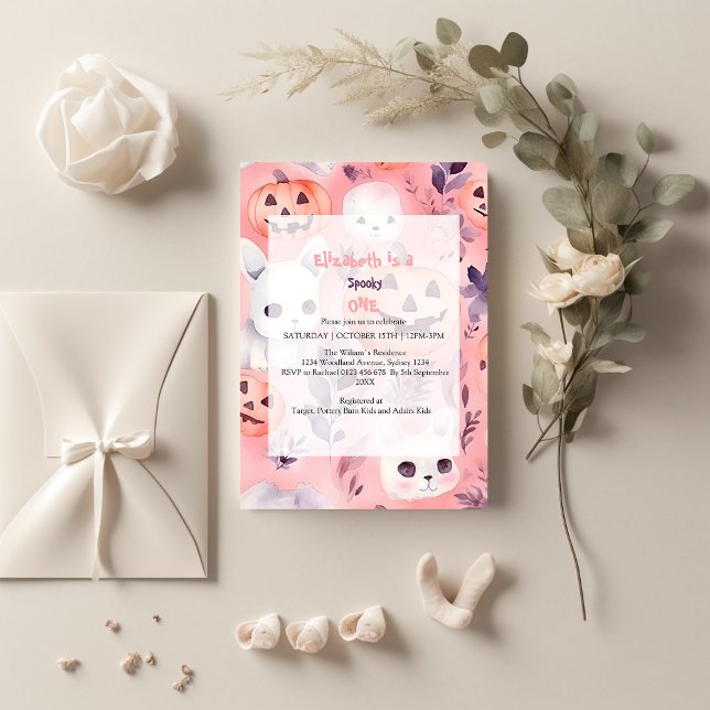 Pink Spooky One Halloween Birthday Invitation (Creator Uploaded)