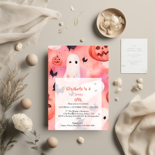 Pink Spooky One Halloween Birthday Invitation (Creator Uploaded)