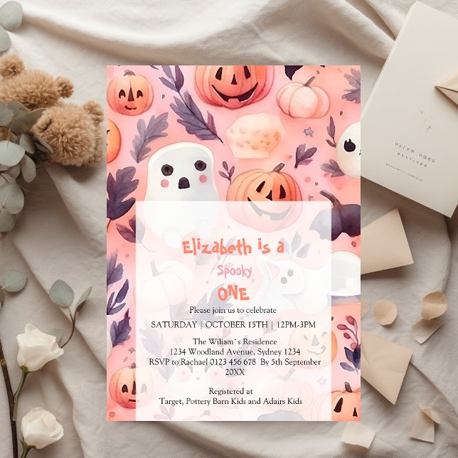 Pink Spooky One Halloween Birthday Invitation (Creator Uploaded)
