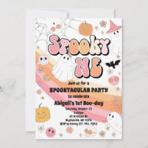 Pink Spooky One Halloween Birthday Invitation