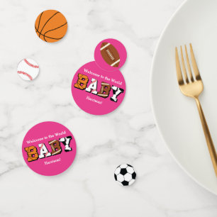 Pink Sports Baby Shower Confetti