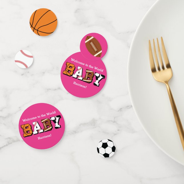 Pink Sports Baby Shower Confetti (Group)