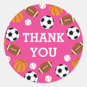 Pink Sports Baby Shower Girl Classic Round Sticker
