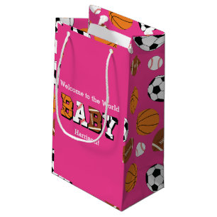 Pink Sports Baby Shower Small Gift Bag