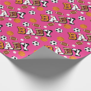 Pink Sports Baby Shower Wrapping Paper
