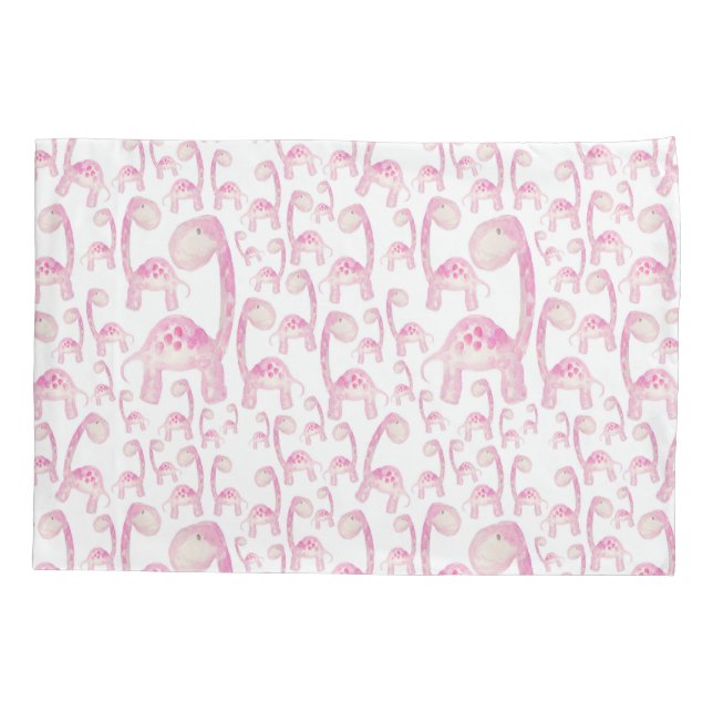 Pink Spotted Dinosaur Pillow Case (Back)