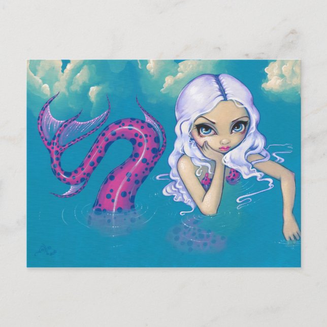 "Pink Spotted Mermaid" Postcard (Front)