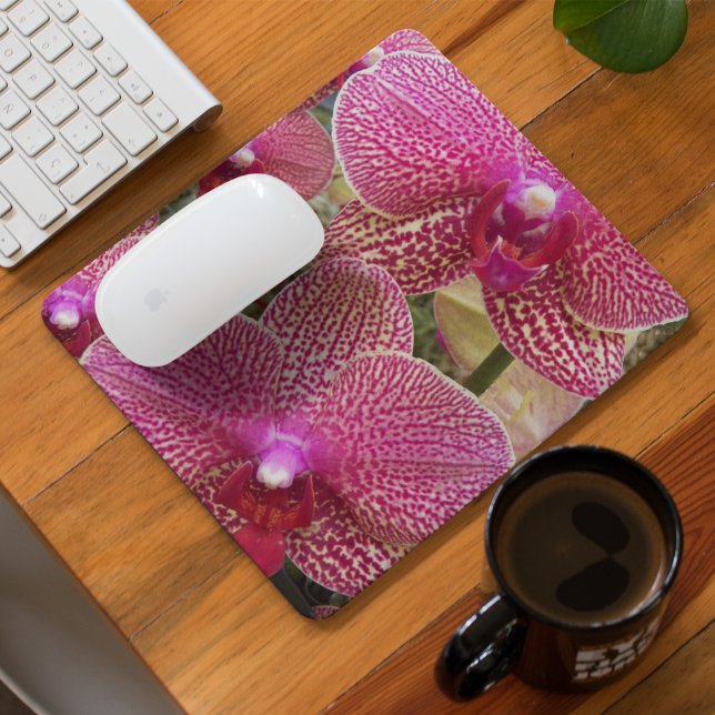 Pink Spotted Phalaenopsis Orchids Floral Mouse Pad (In Situ)