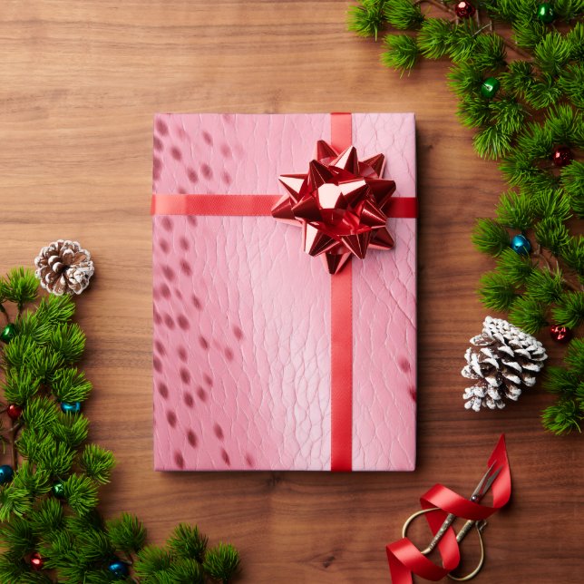 Pink Spotted Pink Leather Look Wrapping Paper (Holiday Gift)