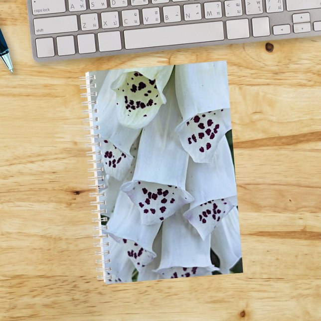 Pink Spotted White Foxglove Floral Notebook (In Situ)
