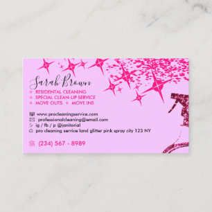 Pink Spray Purple Maid Cleaning House Sparkling Business Card
