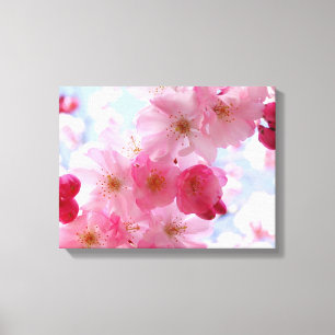 Pink spring blossom floral canvas print