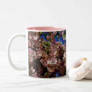 Pink Spring Blossoms Floral Personalised Two-Tone Coffee Mug