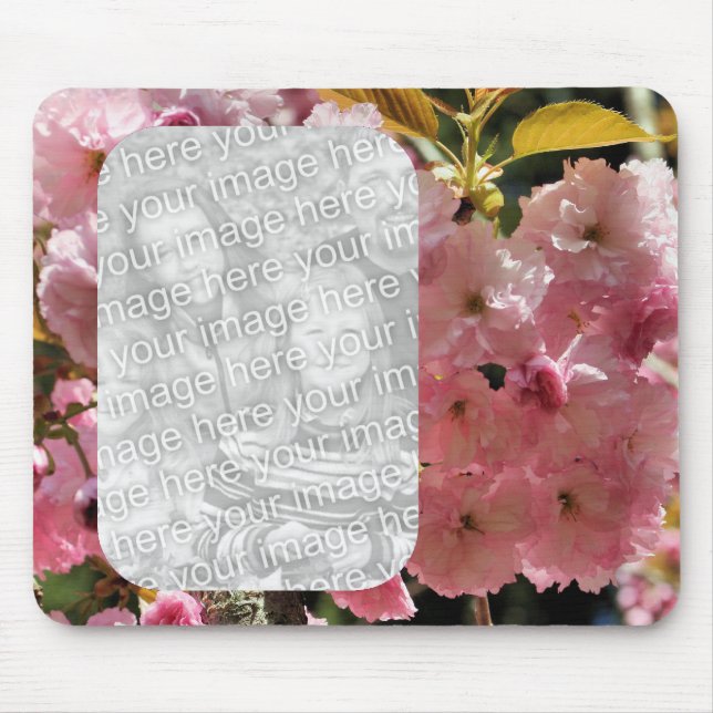 Pink Spring Blossoms Floral Photo Frame Mouse Pad (Front)