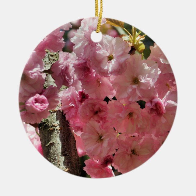 Pink Spring Blossoms Flower Ornament (Front)