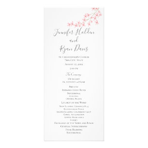 Pink Spring Blossoms Wedding Program Rack Card