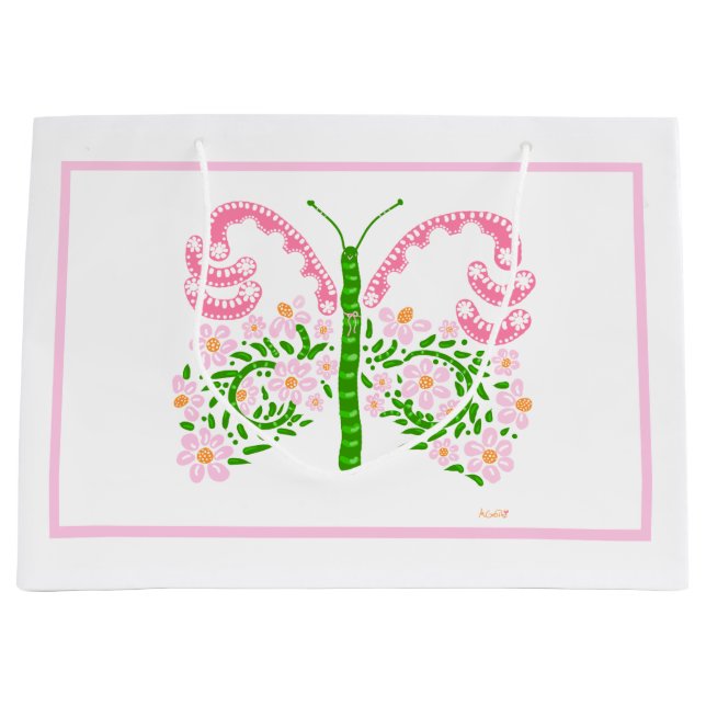 Pink Spring Butterfly Gift Bag (Front)