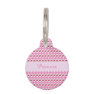 Pink Spring Cherry blossom and cherries Patterned Pet Tag