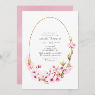 Pink Spring Cherry Blossom Bridal Shower Invitation