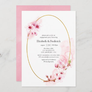 Pink Spring Cherry Blossom Engagement Party Invitation