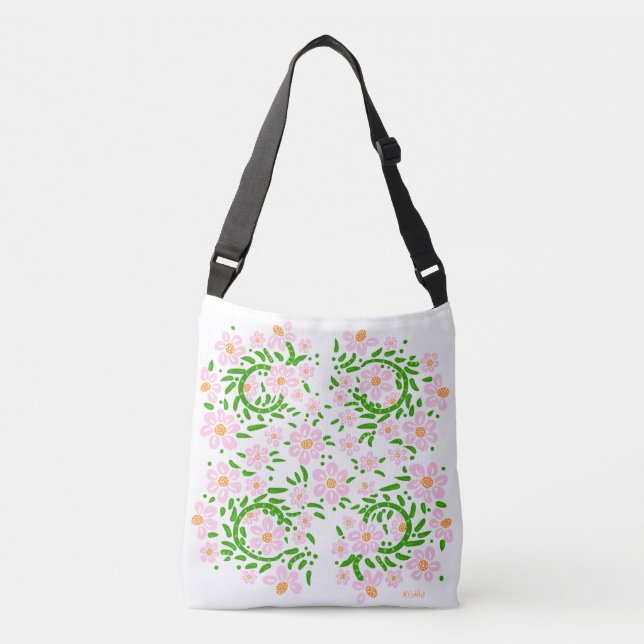 Pink Spring Floral Crossbody Bag (Front)