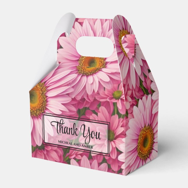 Pink spring floral pink daisies retro pink flowers favour box (Front Side)