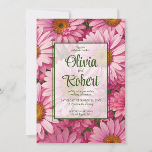 Pink spring floral pink daisies retro pink flowers invitation