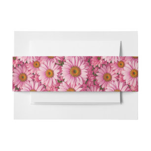 Pink spring floral pink daisies retro pink flowers invitation belly band
