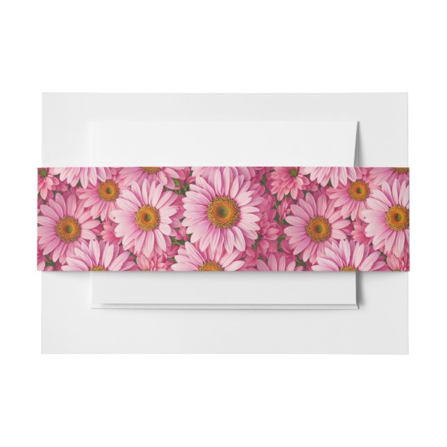 Pink spring floral pink daisies retro pink flowers invitation belly band (Front Example)