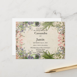 Pink Spring Floral Wedding Invite Postcard