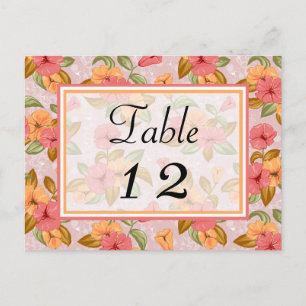 Pink Spring Floral Wedding Table Number Postcard