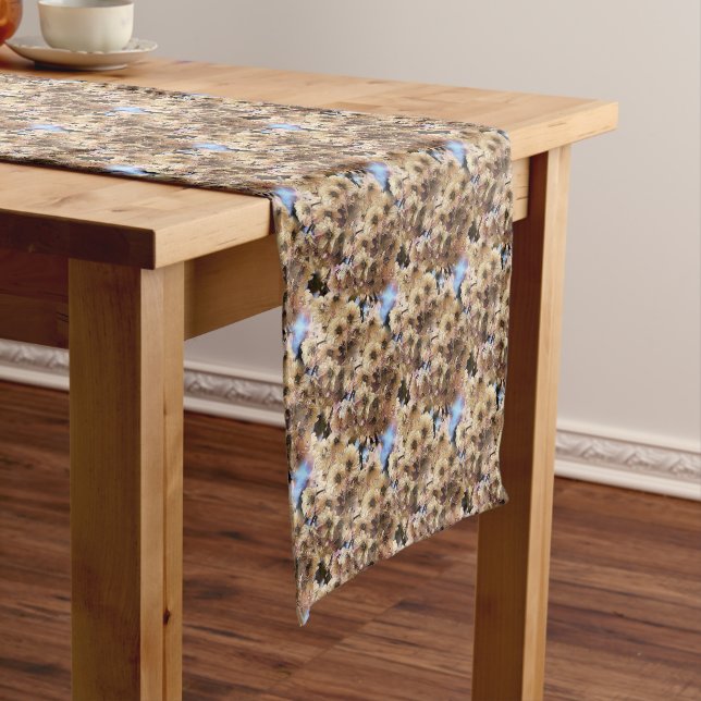 Pink Spring Flower Blossoms Nature Art Pattern   Short Table Runner (In Situ)