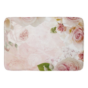 Pink Spring Flower Rose Pastel Collage Bath Mat