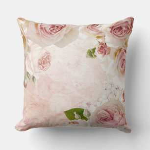 Pink Spring Flower Rose Pastel Collage Cushion