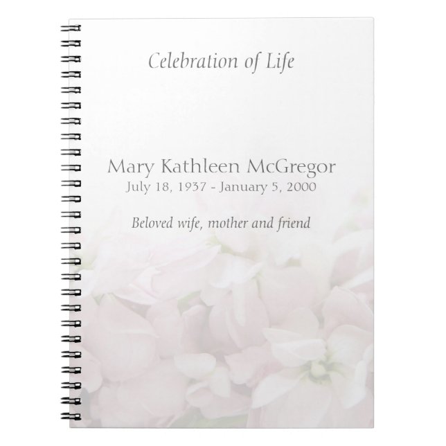 Pink spring flowers fade memorial spiral notebook (Front)