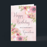 Pink Spring Flowers Grandma Birthday Card<br><div class="desc">Birthday card for grandma with pretty pink watercolor flowers and thoughtful verse.</div>