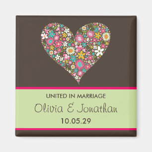 Pink Spring Flowers Heart Save The Date Magnet