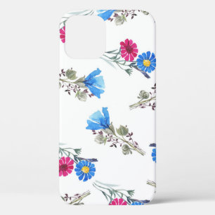 Pink Spring Flowers Watercolor Botanical iPhone 12 Case