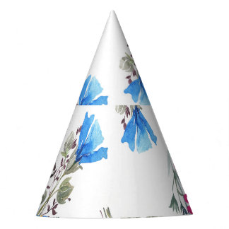 Pink Spring Flowers Watercolor Botanical Party Hat