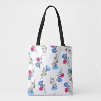 Pink Spring Flowers Watercolor Botanical Tote Bag