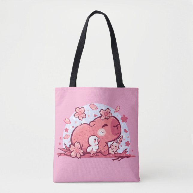 Pink Spring Friends Tote Bag (Front)