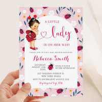 Pink Spring Ladybug Brown Hair Baby Shower