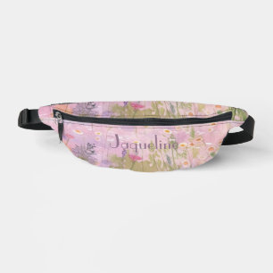 Pink Spring Meadows Background Bum Bags