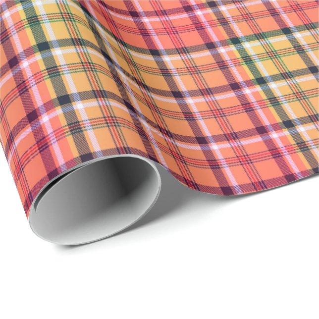 Pink Spring Plaid Wrapping Paper (Roll Corner)
