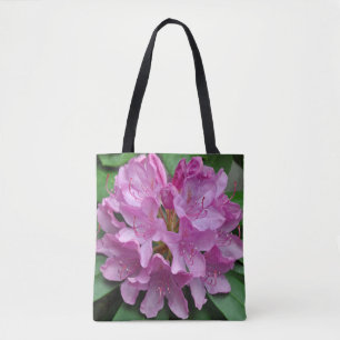 Pink spring rhododendrons tote bag