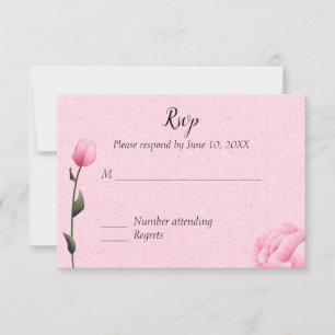 Pink Spring Rose Floral Wedding Invitation RSVP