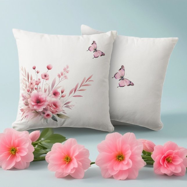 Pink Spring Rose Flower Bouquet with Butterfly Cushion (Creator Uploaded)