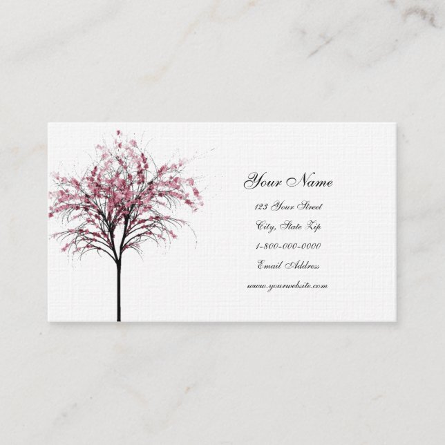Pink Spring Trees Business Cards (Front)