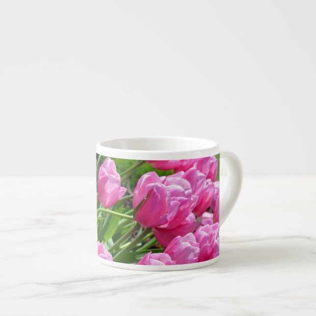 Pink spring tulips espresso mug (Front Right)
