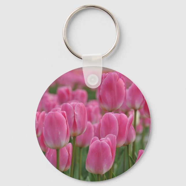 Pink spring tulips key ring (Front)